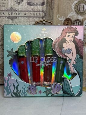 Disney Princess Ariel Lip Gloss Collection of 4 Assorted Pink & Red Shades